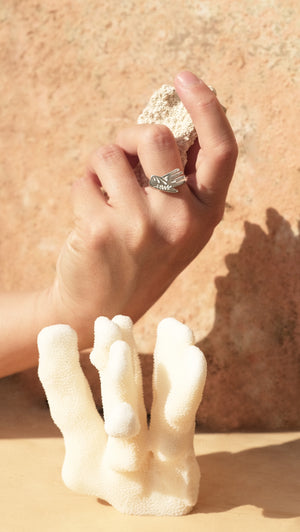 Silver Leafy Hand design Ring