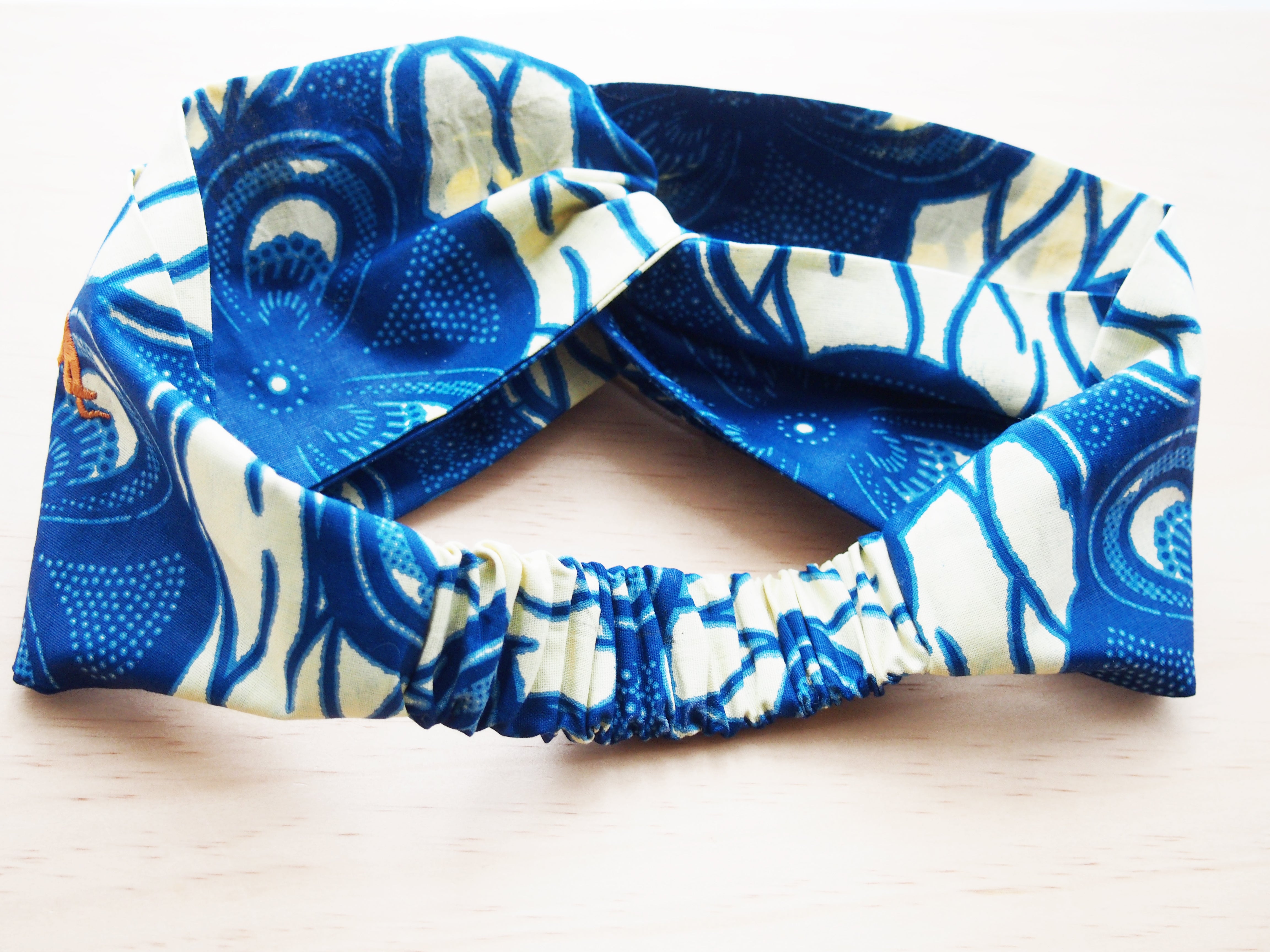 Cream & Blue beach headband