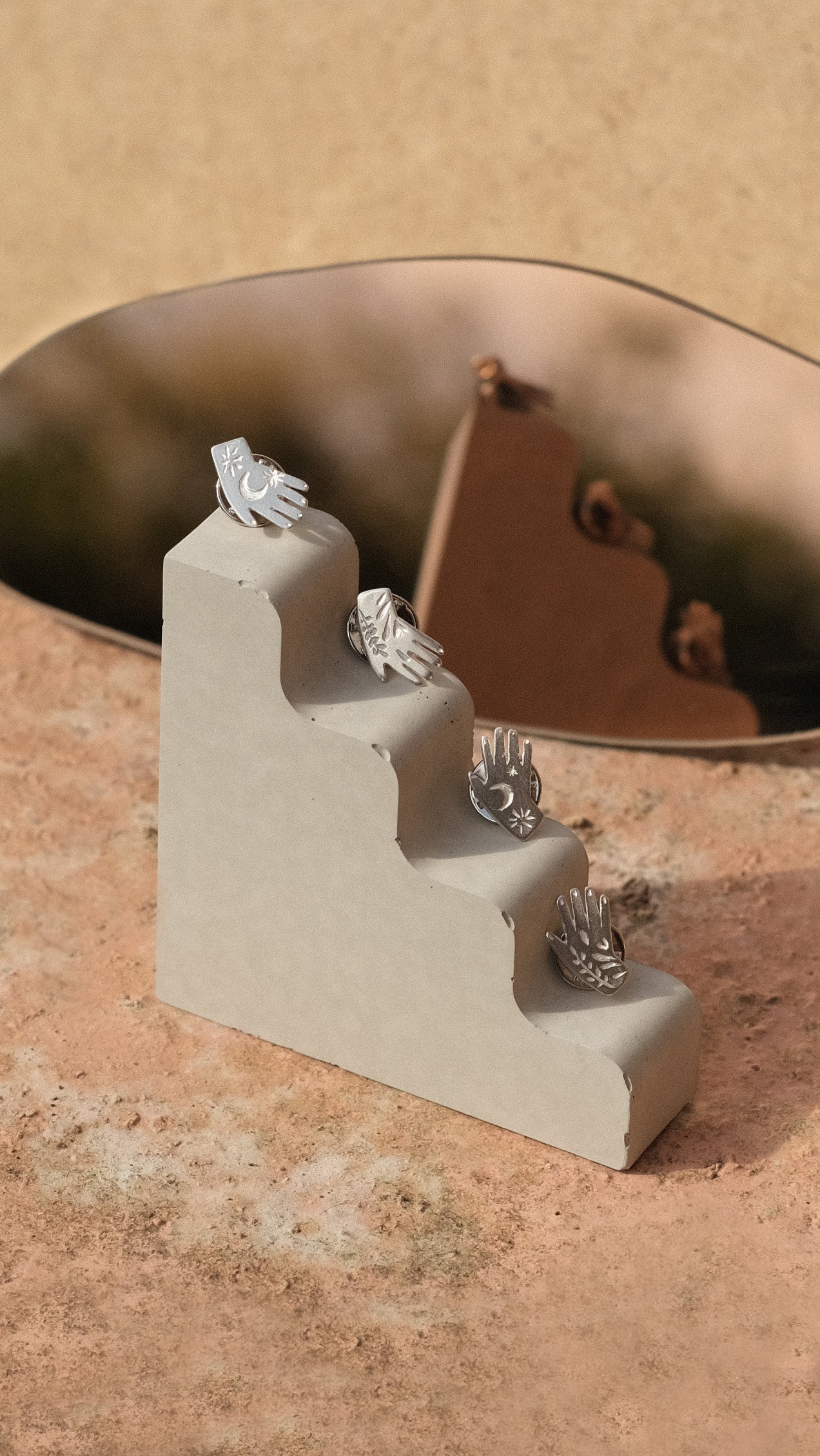 Silver Moon & Leafy Hand design Pins