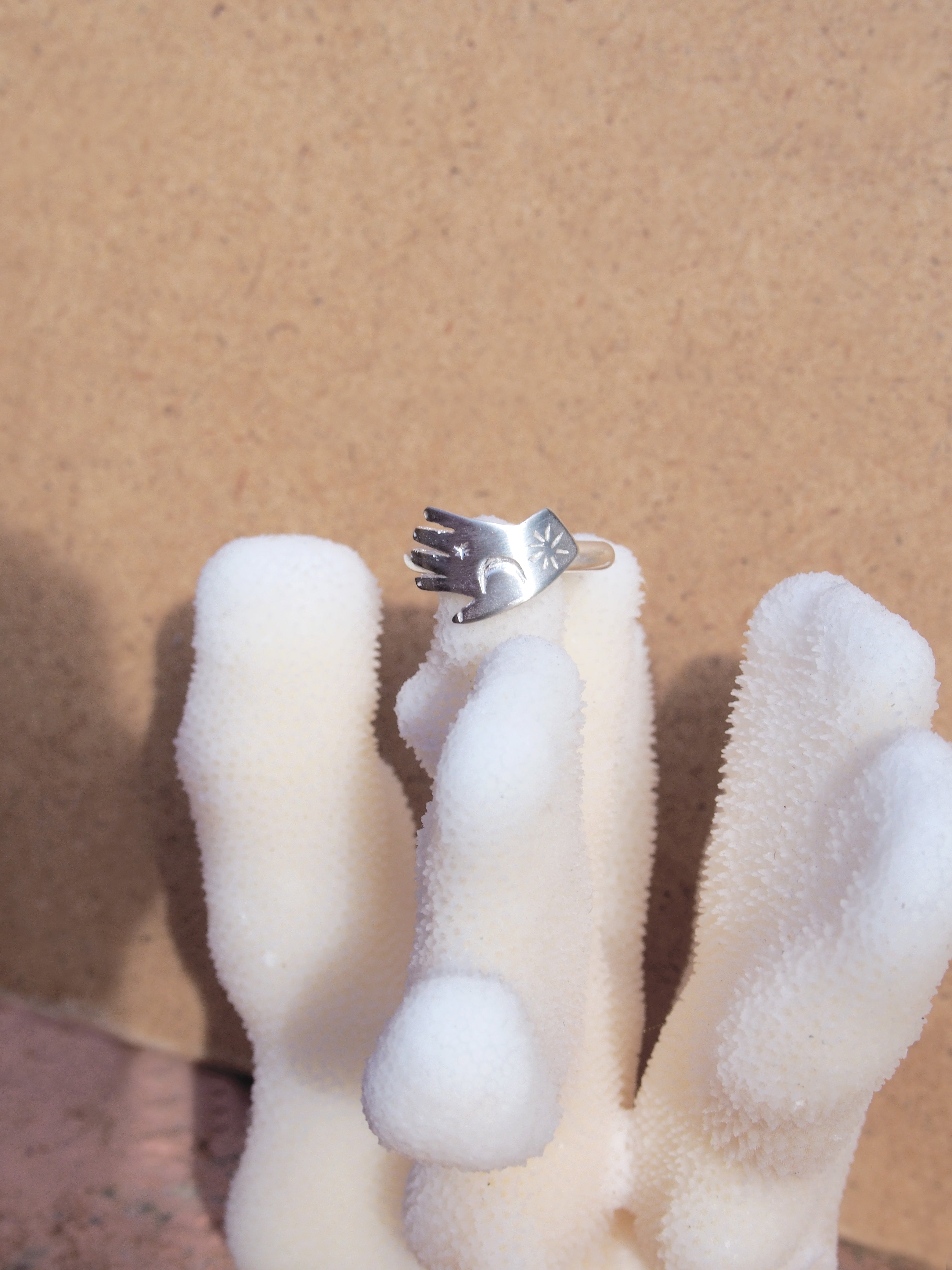 Silver Moon Hand design Ring