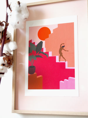 Pink stairs print