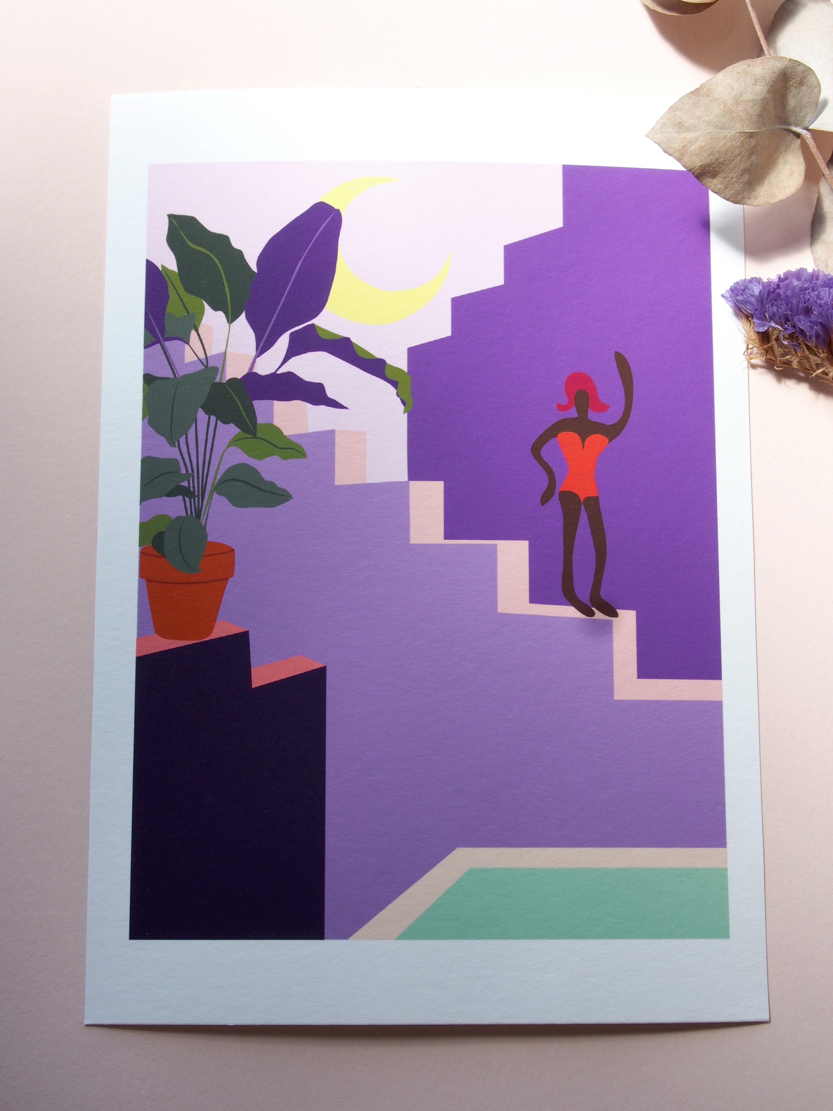 Purple stairs print