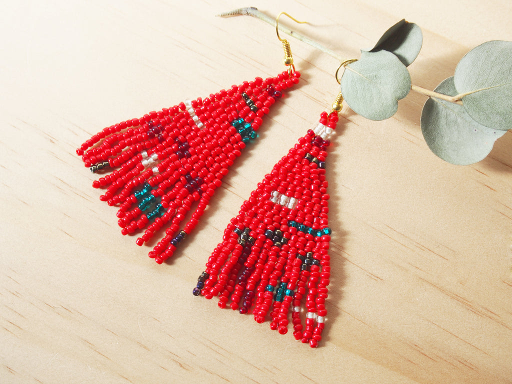 Red Beaded Earrings